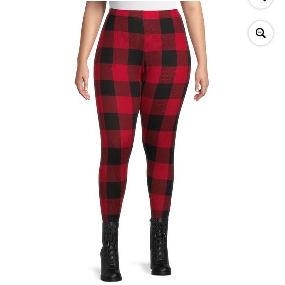 Terra and Sky Women’s Plus Brushed Fleece Lined Buffalo Plaid Leggings 2X NWT - Picture 3 of 7